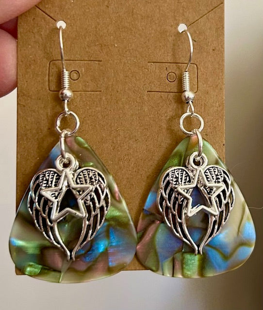 Pick Earrings -Abalone Fender Pick Earrings