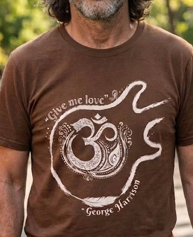 Men's/Unisex brown Guitar and Om Tee