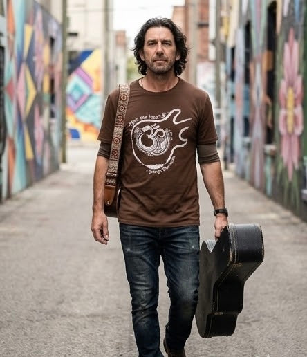 Men's/Unisex brown Guitar and Om Tee