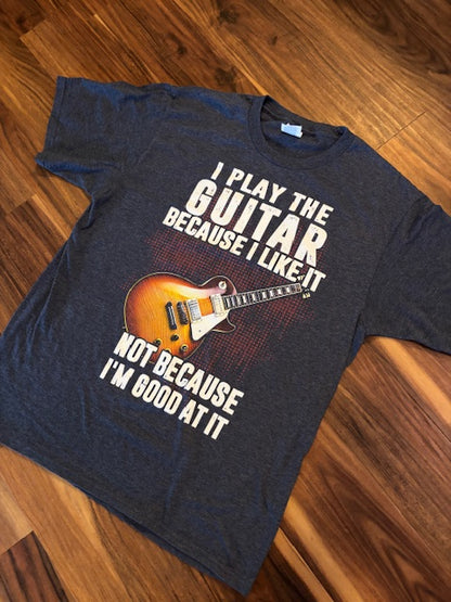 "I Play the Guitar" men's shirt, Black LG SOLD