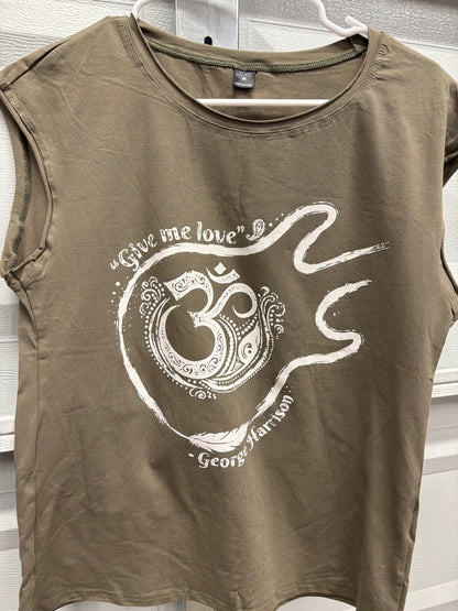 Women's cut off tee - Sage, Guitar and Om graphic