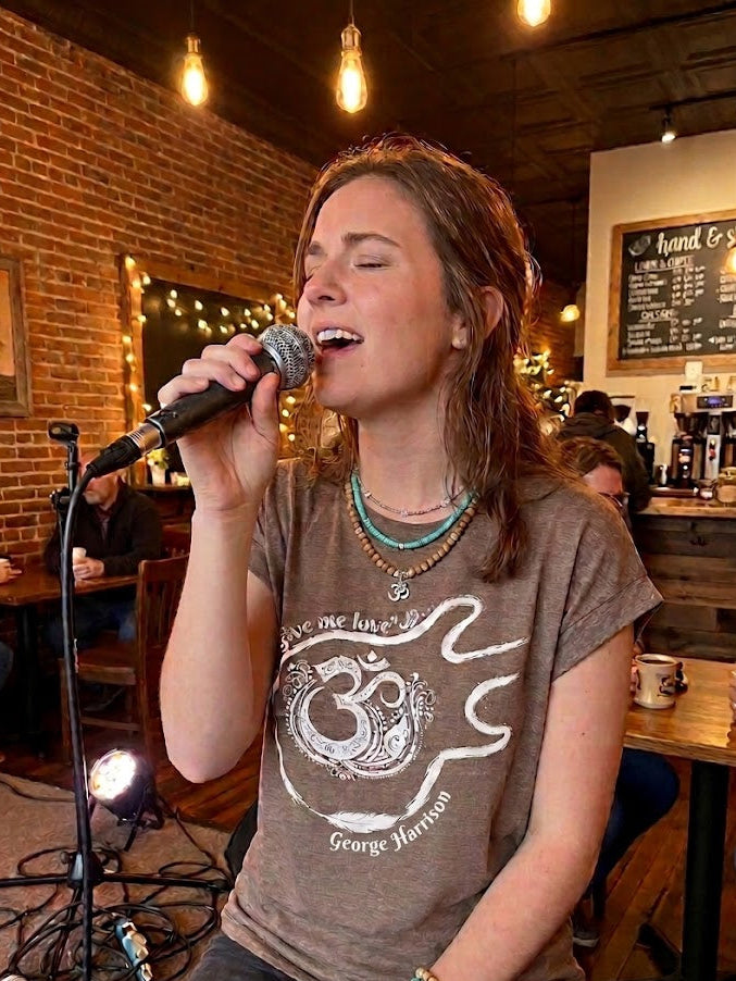 Women's Guitar and Om Cap Sleeve shirt