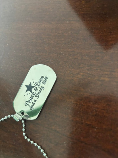 "Peace & Love" Dog Tag Neckace