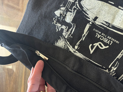 Black Canvas bag with Drumming Dog