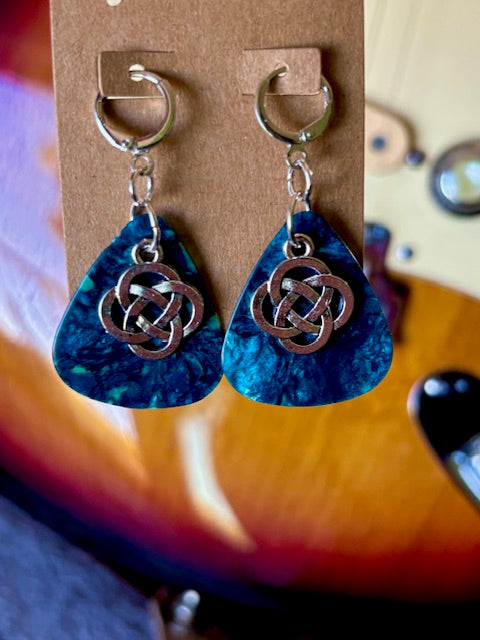 Pick Earrings - Turquois blue and Celtic Knot