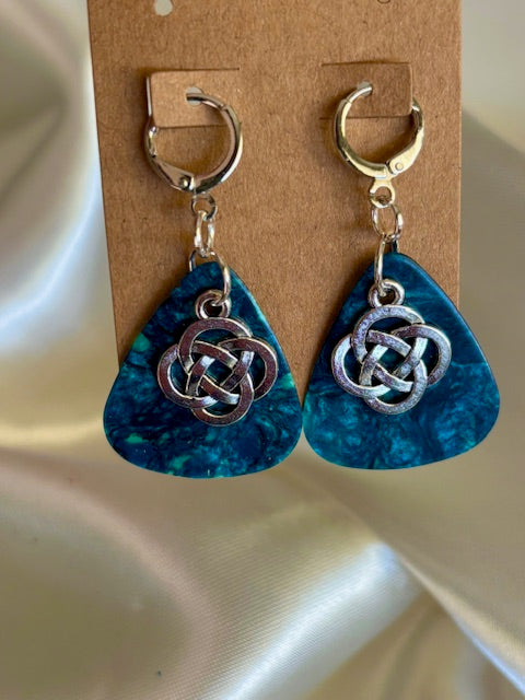 Pick Earrings - Turquois blue and Celtic Knot